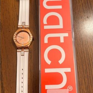 SWATCH Elegant Rose Gold and White Watch